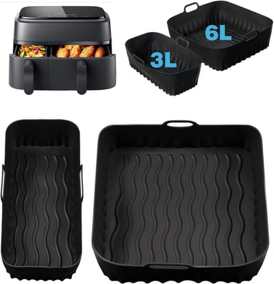 YONO Siliconen Airfryer Bakjes 6L en 3L - geschikt voor Philips Dual Basket Airfryer - 5000 - 3000 series - 2 Stuks
