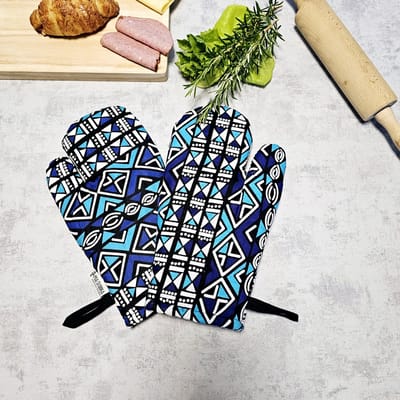 Ovenwanten | Set van 2| Handgemaakte Afrikaanse Boheemse stijl geometrische 'Mudcloth' Bogolan geïnspireerde print ovenwanten.