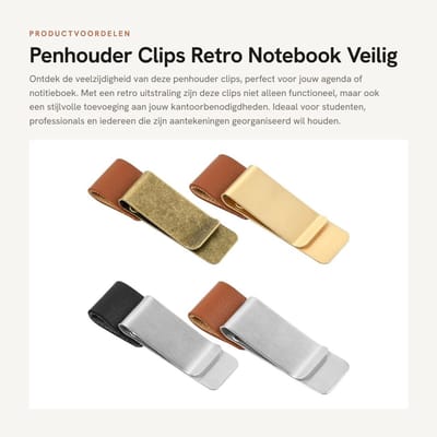 Dailygoods- Penhouder Antislip - Pen Loop - Penhouder voor Notitieboek - Penhouder Bureau - Retro Design - 4 Stuks - Penclip