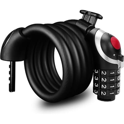 1,5m Fietsslot Snijbestendig PVC Coating Flexibele Kabel 4-cijferig Beveiligings Combinatieslot black