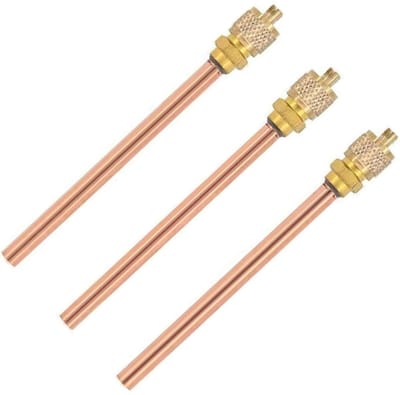 Dailygoods- Service Access Valve 3 Stuks - 1/4'' SAE - 4'' Stang - Messing/Koper - Duurzaam - Voor Koelsystemen - Koelmiddelklep