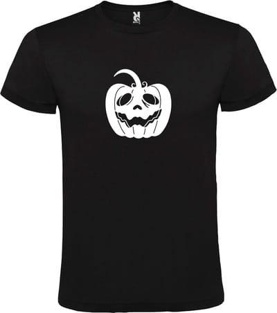 Zwart T-Shirt met “ Halloween Pompoen “ afbeelding Wit Size XS