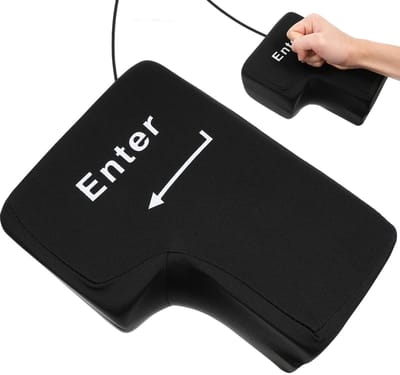 Dailygoods - Invoerknop Bureauspeelgoed - Pluche Kussen - Zwart - Comfortabel Bureau Accessoire - Ideaal voor Kantoor en Thuis - Perfect voor Lunchtij...