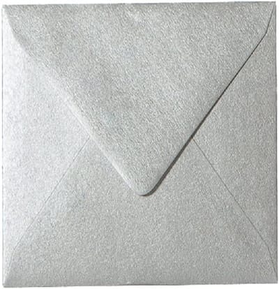 25 Vierkante Enveloppen Zilver 125x125 mm met Driehoekige Klep