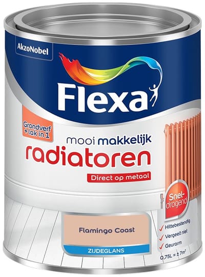 Flexa - Mooi Makkelijk Radiatoren Zijdeglans - Flamingo Coast - Mengverf - 750 Ml