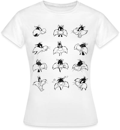 Looney Tunes Sylvester Facial Expressions T-Shirt Dames
