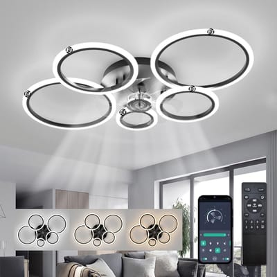 Equivera Plafonniere met Ventilator - Plafondventilator - Plafondventilator Afstandsbediening - Plafondventilator Slaapkamer - Plafond Ventilator met Verlichting - Plafondlamp - Plafonniere - Ideaal voor in uw slaapkamer!