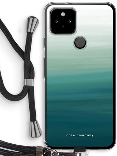 Case Company® - Hoesje met koord geschikt voor Google Pixel 5 hoesje met Koord - Ocean - Telefoonhoesje met Zwart Koord - Bescherming aan alle Kanten en Over de Schermrand