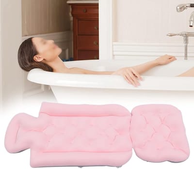 Comfortabele en Antislip Badmat met Kussen voor Badkuip en Thuis Spa, 10 Zuignappen, Roze