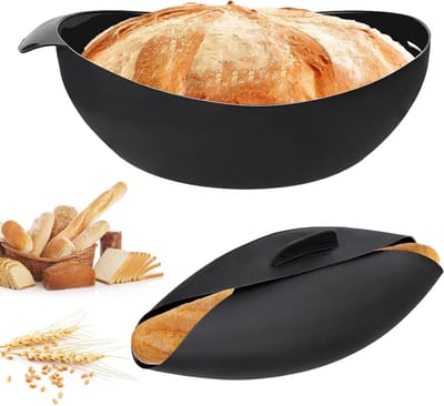 Set van 2 Siliconen Broodvormen, Ronde Bakvormen voor Brood, Taart, Desserts en Stomen van Eieren of Voeding met Opvouwbaar Ontwerp