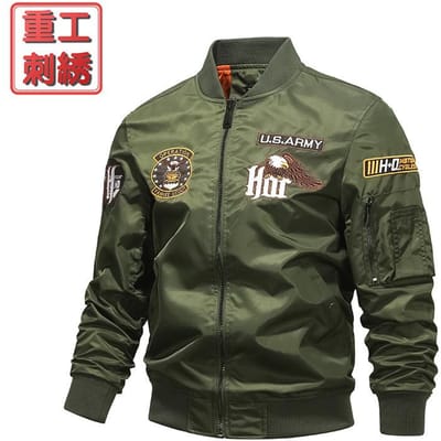 Lente en Herfst Nieuwe Luchtmacht Ma1 Pilotenjas Mannen Zware Industrie Geborduurde Baseballpak Grote Maat Jas Cargo Jas Trendy 4XL gray