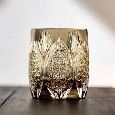 Handgraveren Kristal Wit Rijs Edo Kiriko Wijnglazen High-End Whiskeybeker Brandy Snifter Kunstwerk Likeurglas Mok Cadeaubox 310-360ml beige