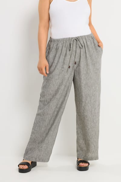 Yours Grijze Broek Met Strikceintuur En Wijde Pijpen Size 42