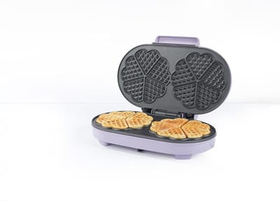 Wafelmaker Hartjes - Apparaat voor Wafels - Ontbijt Maken - Dubbele Vorm - 34cm Platen - Paars