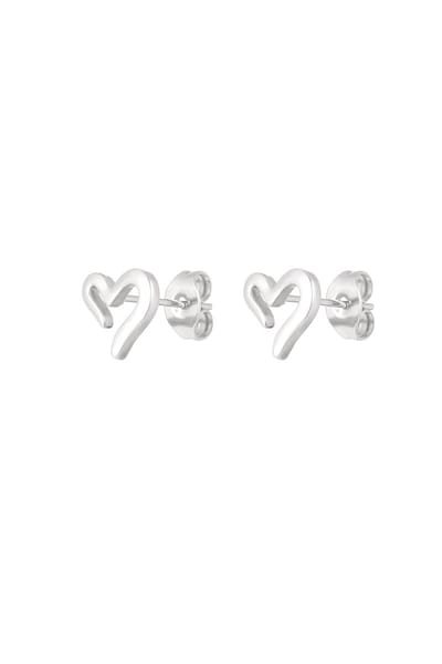 Oorknopjes hart - Zilverkleur - Open Hartjes Vorm - Trendy Oorbellen Dames - Valentijnsdag cadeau - Stainless steel