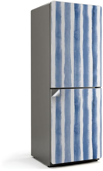 Wallfluent Koelkaststickers - Verticale aquarelstrepen Koelkast Folie - 70 cm x 190 cm - Blauw Koelkaststickers - Waterdichte Koelkast Sticker - Koelkast Decoratie - Koelkast Decoratie Stickers - Koelkast Cover