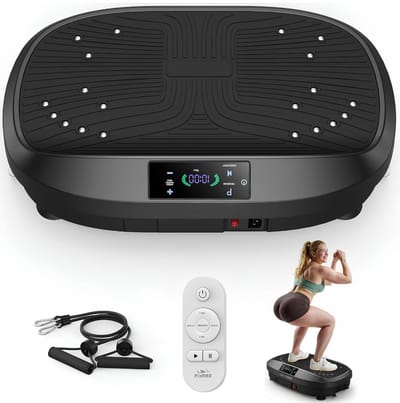 JCP® Trilplaat Fitness - Maximaal Gewicht 150kg - Trilplaat voor Benen Bloedsomloop - Vibratie Plaat - Zwart - 36cm x 51cm x 13cm