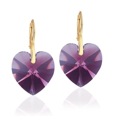 Montebello Oorbellen Doris HG103 - Swarovski Hart - 925 Zilver Verguld - Ø18mm - 32mm