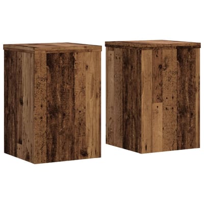 vidaXL - Plantenstandaards - 2 - st - 20x20x30 - cm - bewerkt - hout - oud - houtkleurig