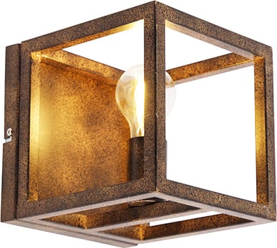 QAZQA cage - Industriele Wandlamp voor binnen - 1 lichts - D 20 cm - Bruin - Industrieel - Woonkamer | Slaapkamer | Keuken