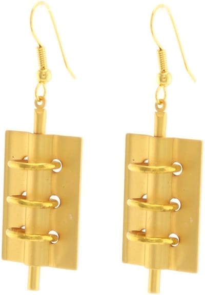 Behave Oorbellen hangers rechthoek design goud-kleur 5cm
