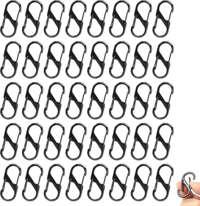 Set van 40 Kleine Carabiners, 32 mm, Dubbele Metaal Haakjes voor Sleutels, Outdoor en Camping Accessoires, Ideaal voor Wandelen en Thuisgebruik