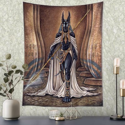 Egyptische Mythologie Wandkleed Psychedelische Hekserij Mandala Boho Hippie Woonkamer Slaapkamer Wanddecoratie 95x70cm