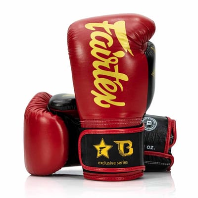 Fairtex X Booster Bokshandschoenen - FXB BG V2 - Echt leer - Rood/Zwart/Goud 12 oz