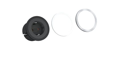 Bachmann Pix - Inbouw stopcontact - 1x 230V - zwart + wit + RVS-look - 2 meter aansluitsnoer