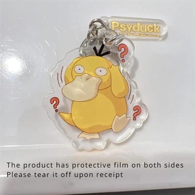 Pokemon Psyduck Cartoon Sleutelhanger Anime Figuur Q Figural Anime Merchandise Decoratie Kleding Tas Decoratie Kinder Verjaardag Cadeaus gray