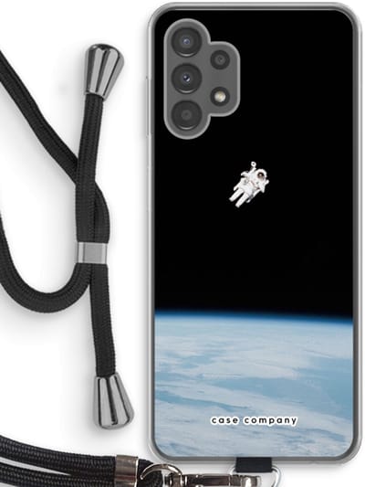 Case Company® - Hoesje met koord geschikt voor Samsung Galaxy A13 4G hoesje met Koord - Alone in Space - Telefoonhoesje met Zwart Koord - Bescherming aan alle Kanten en Over de Schermrand