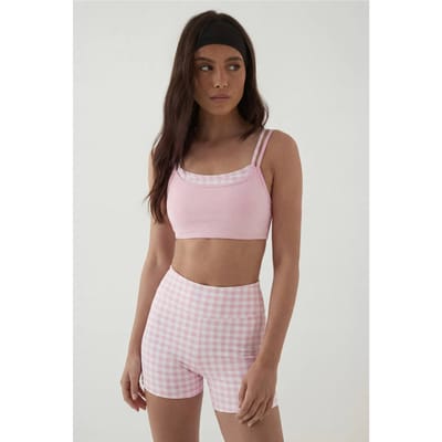 Dames Dsgn Studio Sculpt Gingham Mini Short | Baby Roze | Maat: Medium