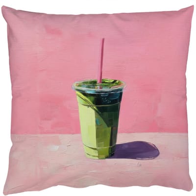 Sierkussens - Kussentjes Woonkamer - 50x50 cm - Beker - Rietje - Minimalistisch - Groen