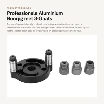 Dailygoods- Boorjig Professionele Aluminiumlegering - 3-Gaats Locator - 6/8/10 Mm Boorbussen - Slijtvast - Corrosiebestendig - Hand-gehouden Gatpons