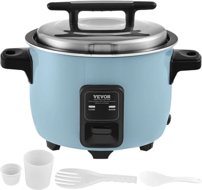 Sello! rijstkoker – warmhoudfunctie – eenvoudige bediening – maatbeker – rijstlepel – 8 liter – 30 - 40 personen - blauw