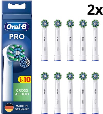 Oral-B Pro Cross Action Opzetborstels Wit - 2 x 10 stuks