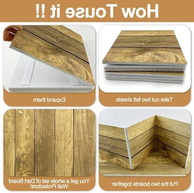 Set van 6 Zelfklevende Wandpanelen in Houtlook voor Dartbordbescherming - Geluidsreductie, Wandbescherming en Bescherming van Dartpunten (30 x 30 cm)