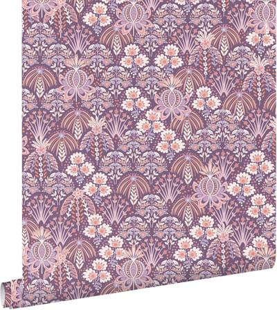 ESTAhome behang vintage bloemen in art nouveau stijl paars - 50 x 900 cm - 130973