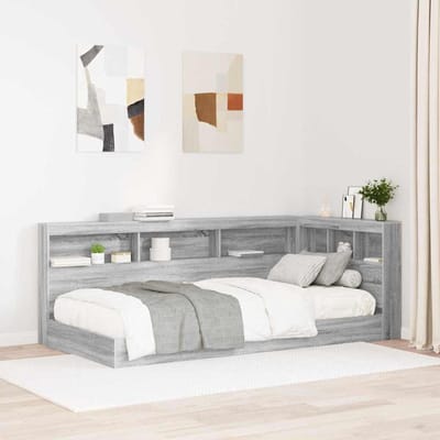 vidaXL Opberghoofdbord met plank Grijs Sonoma 80 cm Bewerkt hout