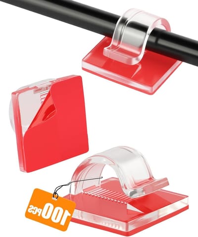 100 Stuks Zelfklevende Kabelclips - Mini Draadclips voor Kabelorganisatie, Geschikt voor USB, HDMI en TV-kabels, Ideaal voor Thuis en Kantoordecoratie