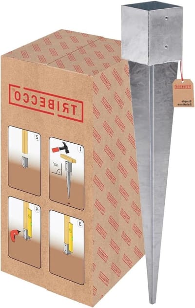 Paalhouder Grond - Grondanker Paal - Stevig Plaatsen - Warmbad Verzinkt Staal - 121x121mm 900mm Lengte - Zwart