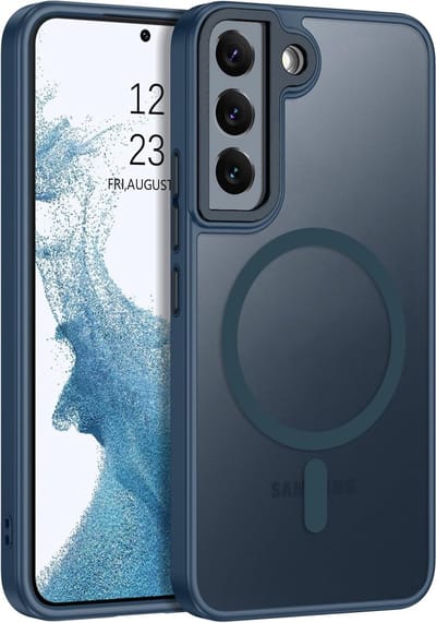 Casemania Hoesje Geschikt voor Samsung Galaxy S21 - Blauw - Matte Armor Back Cover - Geschikt voor MagSafe