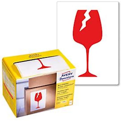 Waarschuwingssticker Avery Zweckform "Breekbaar", hoog draagvermogen, 200 stuks, rechthoekig