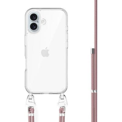 xoxo Wildhearts siliconen hoesje - Geschikt voor iPhone 17 - Pink Vibes - Telefoonhoesje - Hoesje met koord - telefoonkoord - Transparant hoesje - In lengte verstelbaar - Roze koord