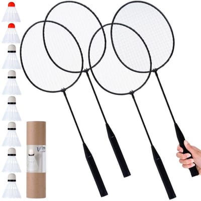 Badminton Set XL - 12-delig - Inclusief 8 Shuttles en Draagtas - Rackets 61 cm - Complete Set voor Tuin en Camping