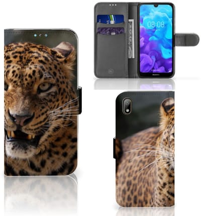 Huawei Y5 (2019) Telefoonhoesje met Pasjes Luipaard