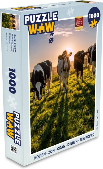 Puzzel Koeien - Zon - Gras - Dieren - Boerderij - Legpuzzel - Puzzel 1000 stukjes volwassenen