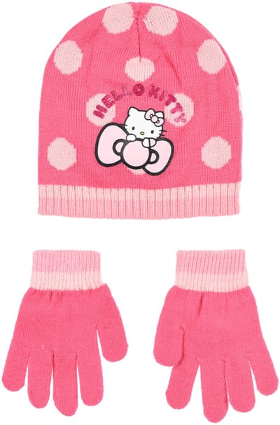 Hello Kitty Cute Dots Roze kindermuts + dashboardset 54 cm