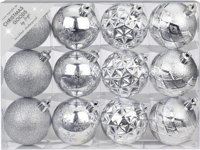 Inge goods Kerstballen - 12 stuks - zilver - mat - glans - 6 cm - Onbreekbare kerstballen - Kerstversiering