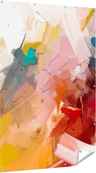 Gards Tuinposter Abstracte Kunst - Kleurrijke Olieverf - 120x180 cm - Tuindoek - Tuindecoratie - Wanddecoratie buiten - Tuinschilderij